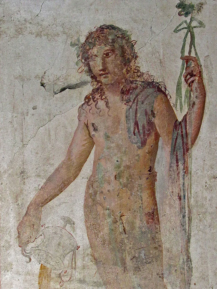 Pompeji Wandmalerei mit nackter Frau