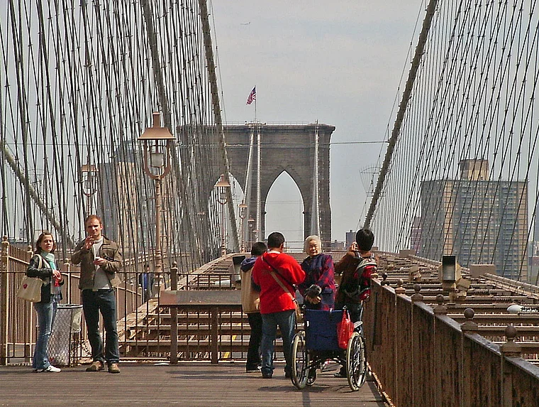 New York Brooklyn Bridge Fußgänger