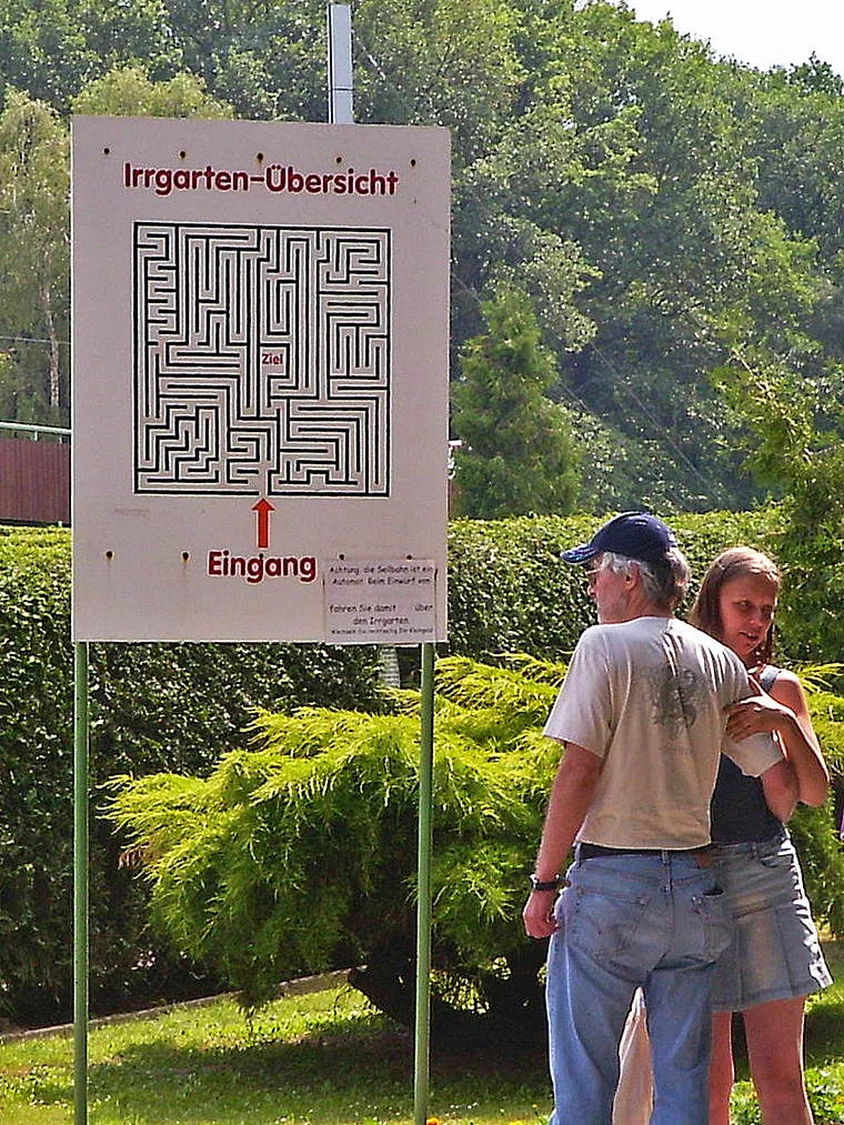 Kleinwelka Irrgarten Lageplan Totale mit Besuchern