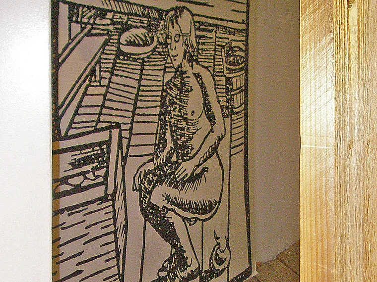Schöppenstedt Eulenspiegel Museum Zeichnung Till im Haus der Reinigkeit