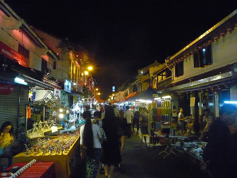 Melaka Jonker Street Nachtaufnahme