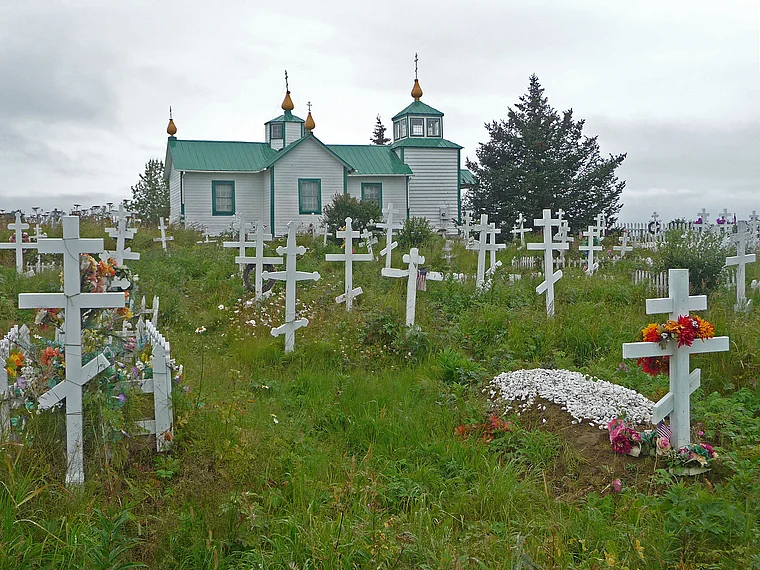 Alaska Ninilchik Kirche und Friedhof