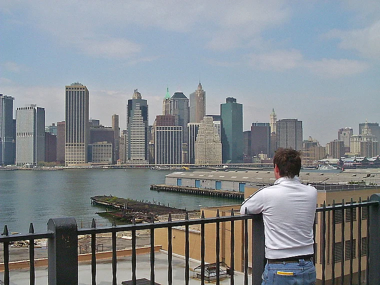New York Brooklyn Bridge Park Ausblick auf Manhattan