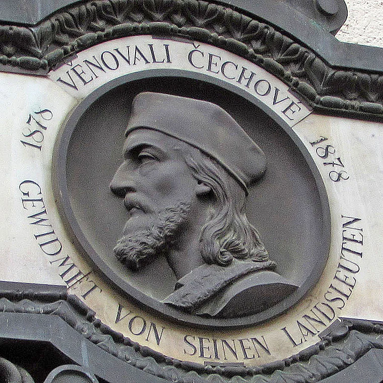 Bronzerelief zur Erinnerung an Jan Hus, 1878 von Tschechen gestiftet