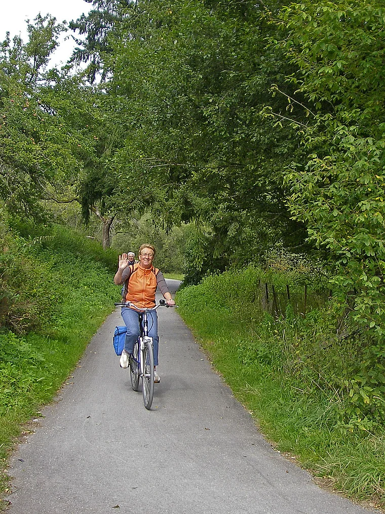 Gutenstein Donau Radweg mit Radfahrerin