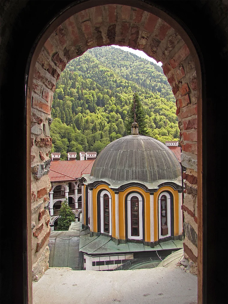 Bulgarien Rila-Kloster Blick aus dem Wehrturm