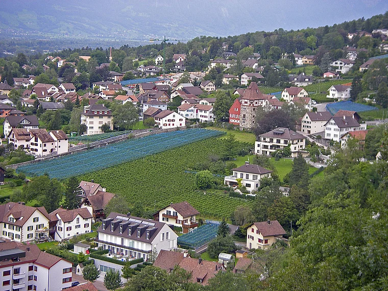 Liechtenstein Vaduz Oberdorf von oben