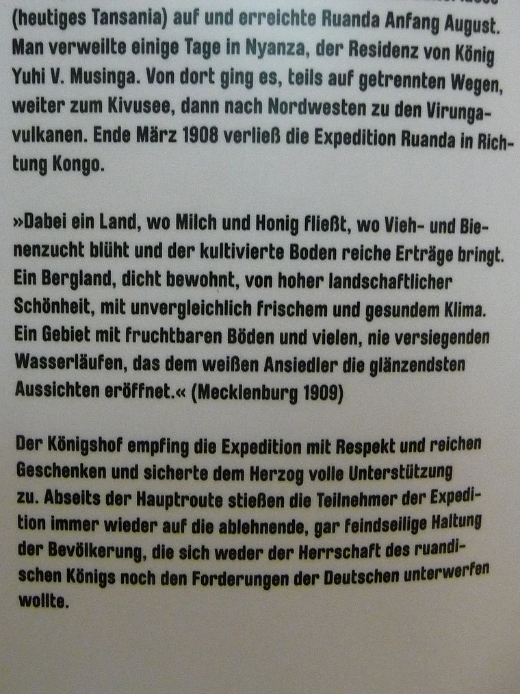 Ruanda Kandt Haus Herzog zu Mecklenburg Infotafel Auszug