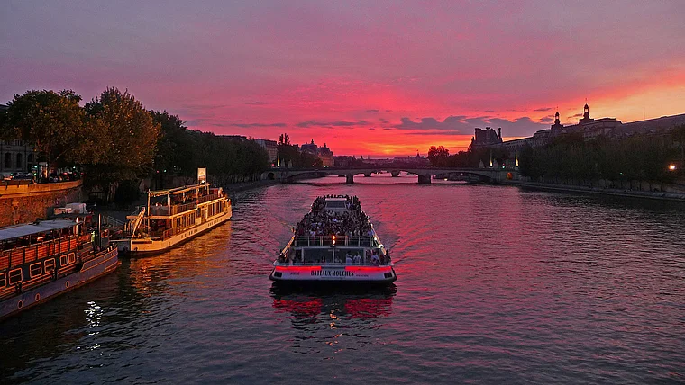 Paris Pont Neuf Ausblick Abendrot