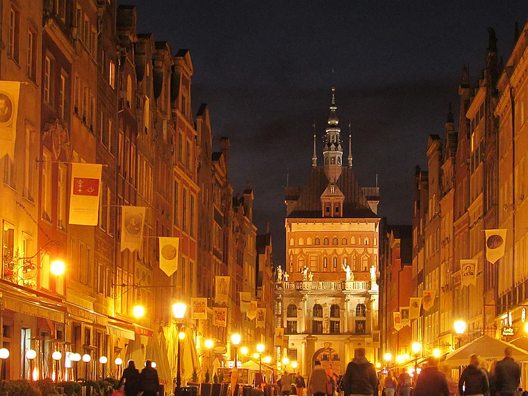 Danzig Langgasse Goldenes Tor Nachtaufnahme