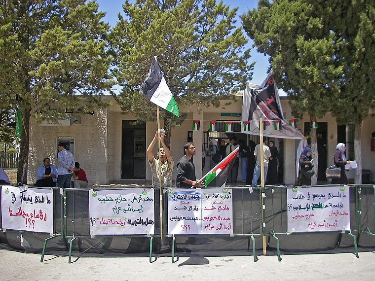 Westbank Bir Zeit Aktivisten Transparente