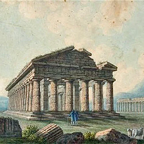 Paestum Zeichnung Kniep