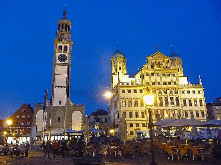 Augsburg Rathausplatz Nachtaufnahme