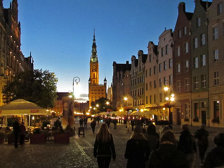 Danzig Langer Markt Nachtaufnahme