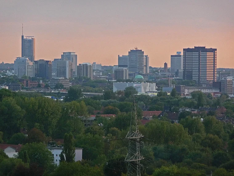 Essen Skyline Abendlicht