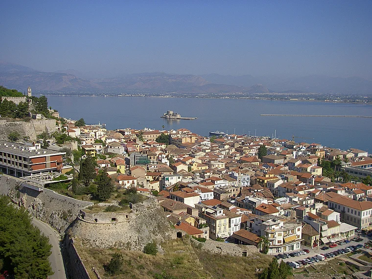 Peloponnes Nafplion Totale von oben