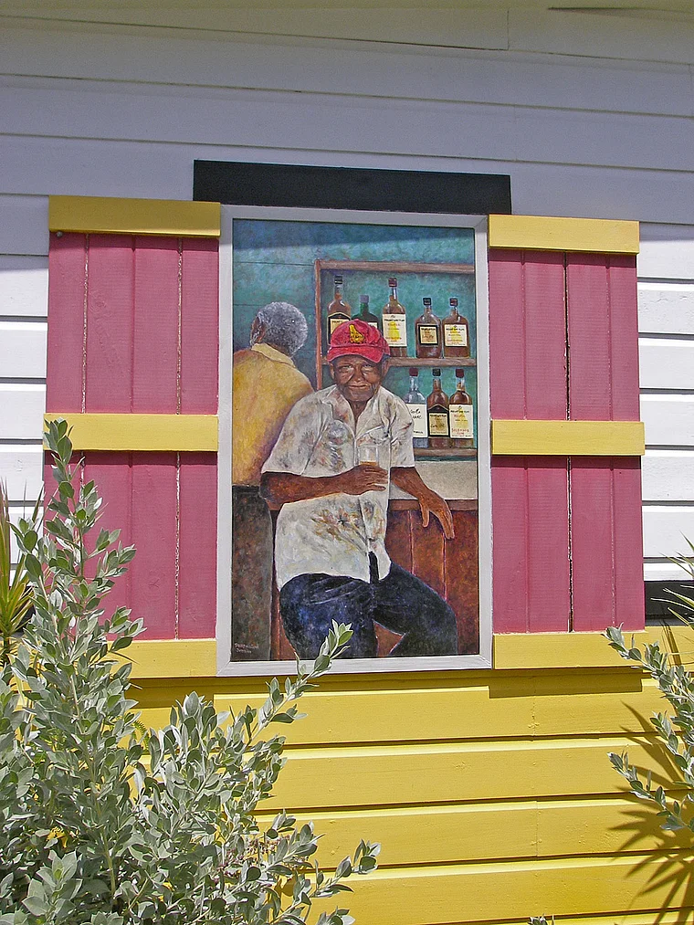 Barbados Mount Gay Rum Distilleries bemaltes Fenster