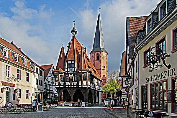 Michelstadt Marktplatz und Rathaus