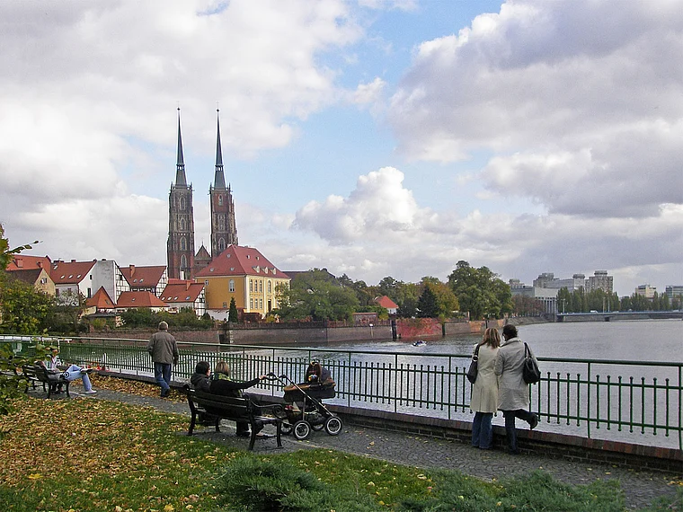 Breslau Sandinsel Blick zum Dom