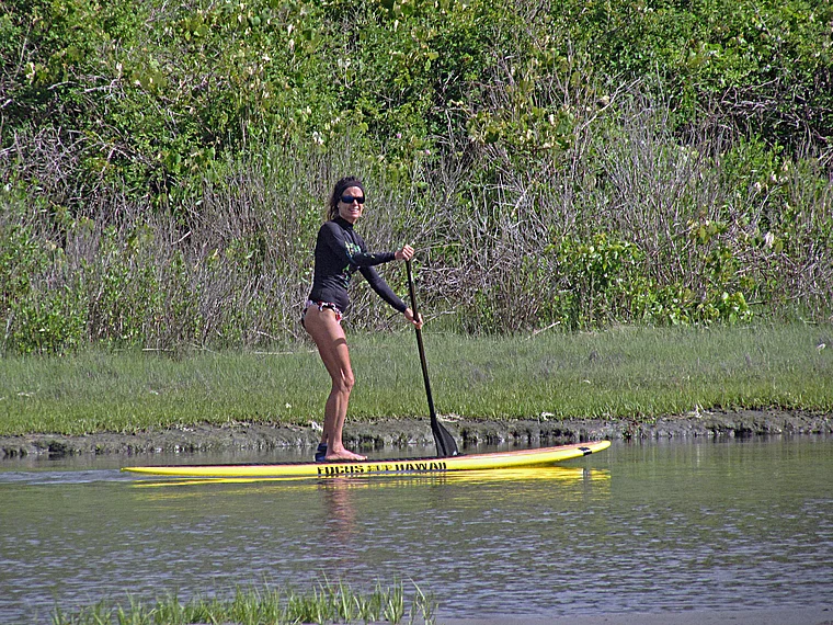 Rhode Island Narrow River Frau Stand up Paddling