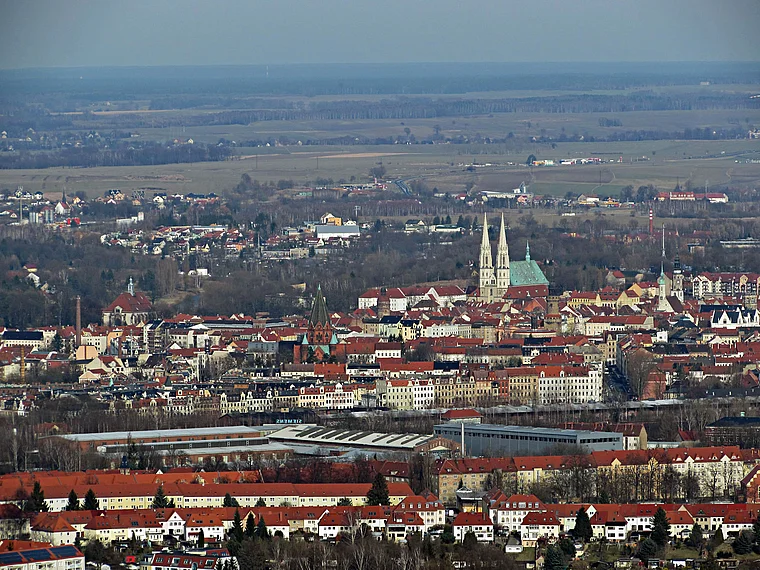 Görlitz Landeskrone Aussicht auf Stadt