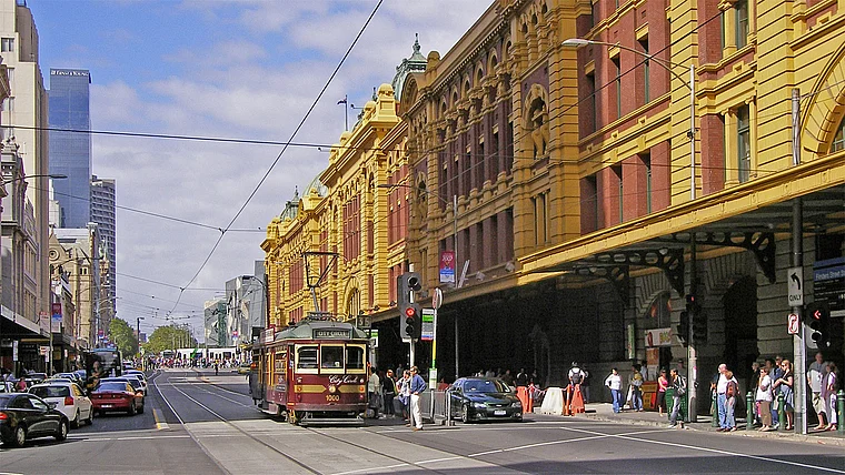 Melbourne Flinders Street Straßenbahn