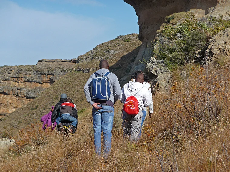 Südafrika Golden Gates Highland National Park einheimische Wanderer