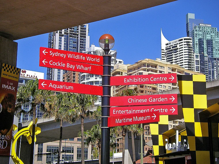 Sydney Darlin Harbour Wegweiser