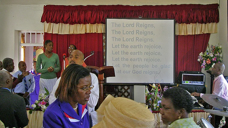 Barbados Kirche mit Gospel Gottesdienst innen