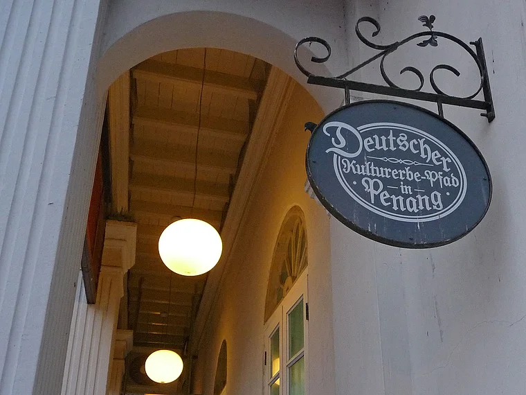 Penang George Town Deutscher Kulturerbe Pfad Schild