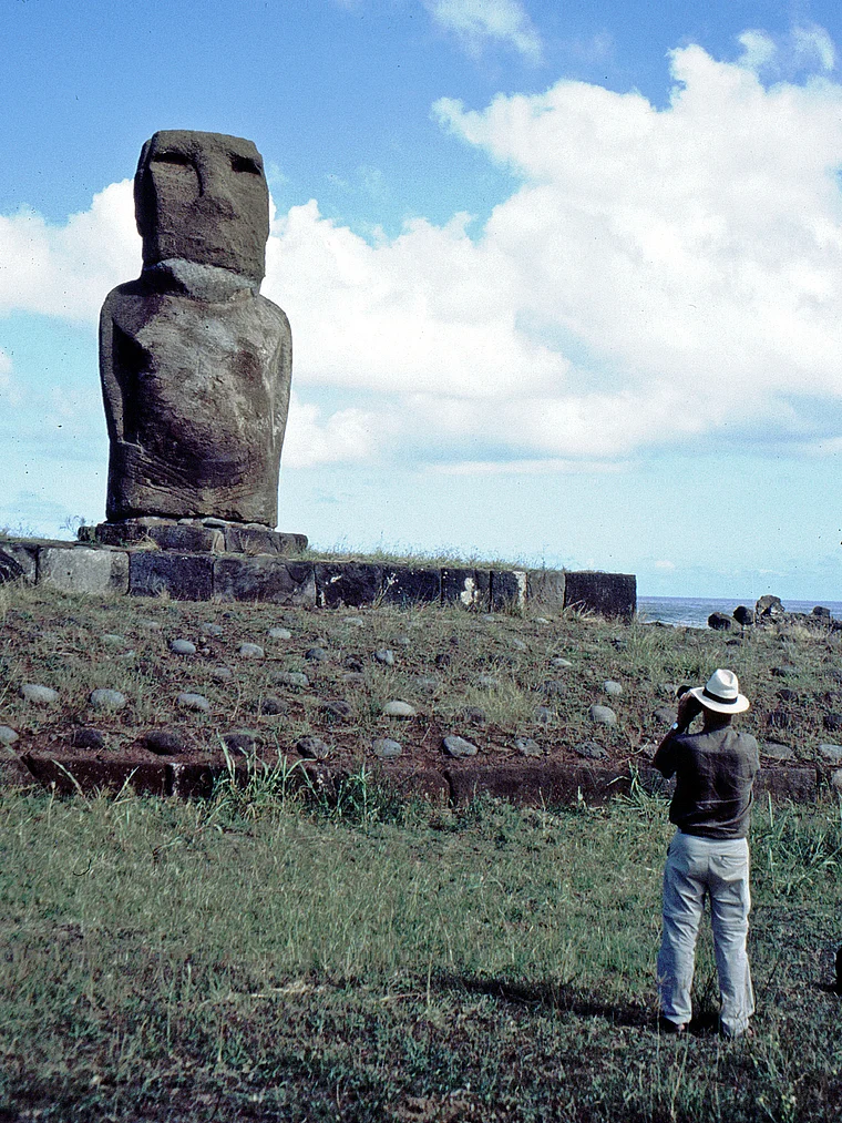 Osterinsel Moai mit Restaurator Thomas Bolze