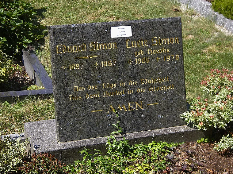 Hunsrück Sargenroth Grabstein Eduard Simon Lucie Simon