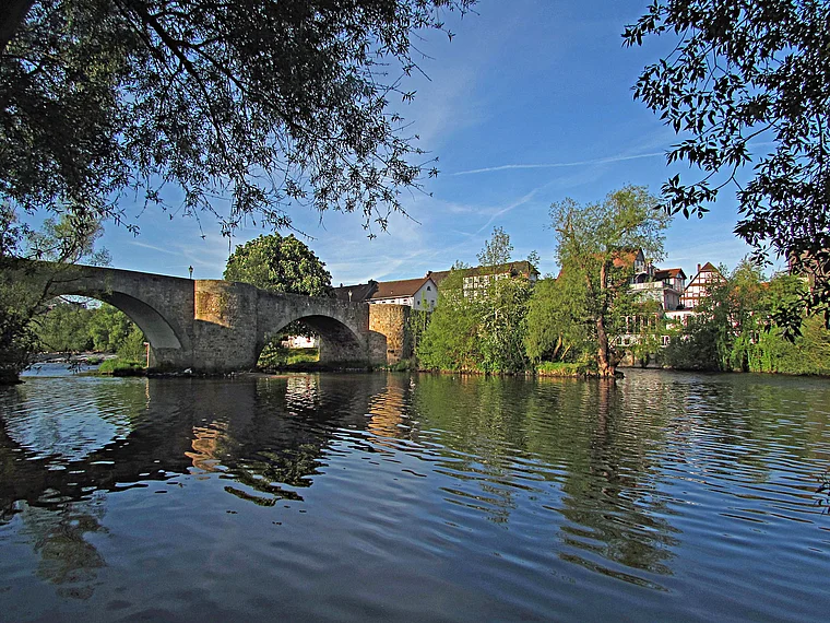 Melsungen Blick auf Bartenwetzerbrücke Morgen