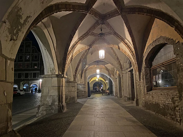 Görlitz Untermarkt Arkaden Nachtaufnahme